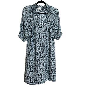 Rebecca Taylor Silk Floral Dress Lined Pockets Navy Lilac Size 8